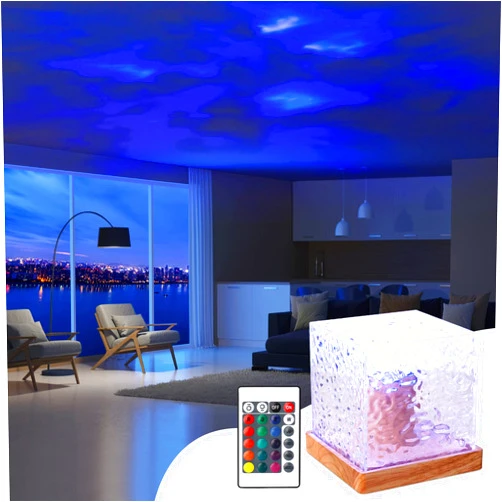 HAIDOLIANG Ocean Wave Ceiling Projector, Colors Changing Show Aurora Glow Lamp with Remote,Sunset/Cloud Led Night Light, Northern Lights,luminorthe Cube lamp for Bedroom/Room Decor(Big)