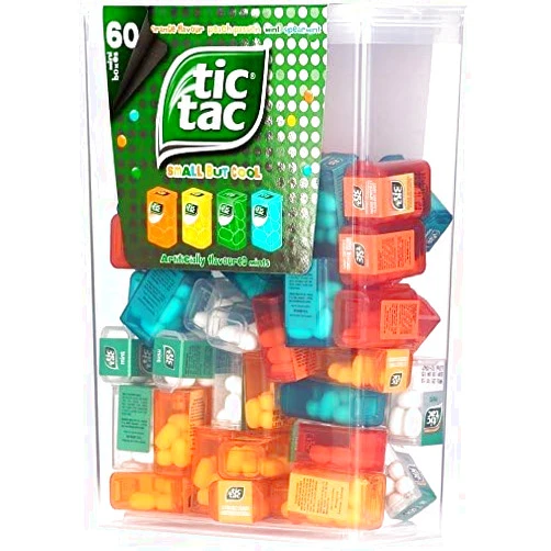 TIC TAC Box with 60 Mini Boxes (Mint, Orange, Spearmint, Peach and Passion fruit) 234g by Tic Tac