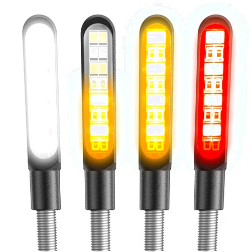 Kinstecks 4PCS Motorcycle Indicators Flowing Turn Signal Lights Motorbike Turning Indicators Daytime Running Lights Brake Lights 12V 16LED for Motorcycle Motorbike