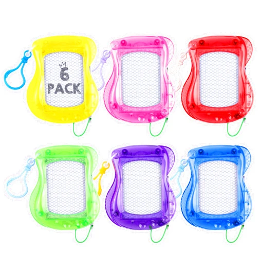 Aodaer 6 Pieces Mini Magnetic Drawing Board with Pen 4 Inch Backpack Keychain Clip Drawing Boards Erasable Doodle Board Sketch Pad Drawing Tablet for Birthday Gifts Car Trip Educational Toys