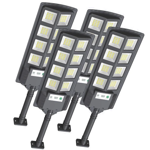 EcoJLigOas 200W Solar Street Lights Outdoor Waterproof, 12000LM LED Solar Parking Lot Lights Dusk to Dawn, Solar Flood Light Wide Angle Motion Sensor and Remote Control for Area Lighting Yard(4 Pack)