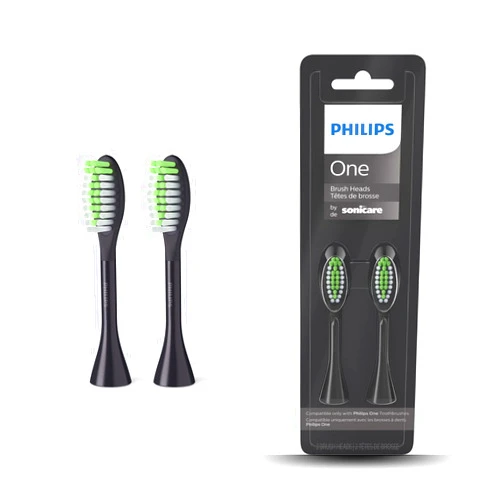 Philips One Lot 2 têtes de brosse à dents électrique, Noir Intense (Modèle BH1022/06)