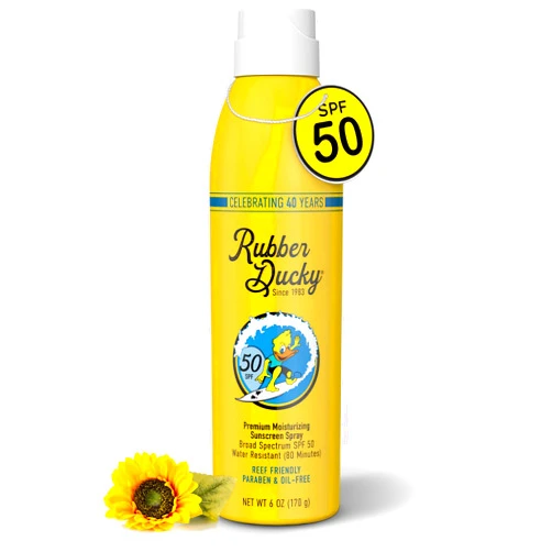 Rubber Ducky | Spray Sunscreen with SPF 50, Water-Resistant Spray Sunscreen for Face and Body | All Season - Broad Spectrum Vegan Moisturizing Sunscreen, great alternative for Moisturizing Sunblock