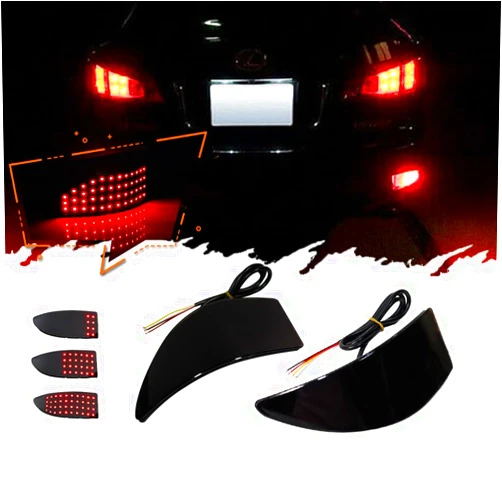TurningMax 2pcs Smoke Lens 33-SMD LED Bumper Reflector Lights Compatible With 06-13 Lexus IS250 IS350, Function as Tail & Brake Lamps