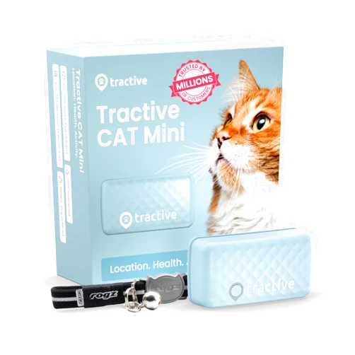 Tractive GPS Tracker & Health Monitoring for Cats (6.5 lbs+) - Market Leading Pet GPS Location Tracker | Wellness & Escape Alerts | Waterproof | Works with Any Collar (Mint)