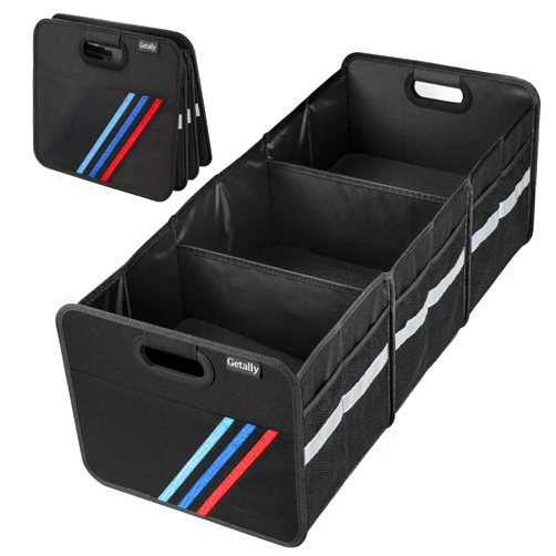 Getally Trunk Organizer for Car， Collapsible Trunk Organizer with Multi Pockets, 3 Compartments Storage Organizer for Car SUV, Truck, Sedan