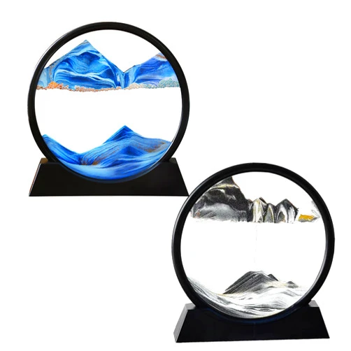 Arthink 2 Pack 12 inch Moving Sand Art Picture,Liquid Motion 3D Sea Sandscape in Motion Display, Flowing Sand Frame Desktop Art Bookshelves Home Office Decoration