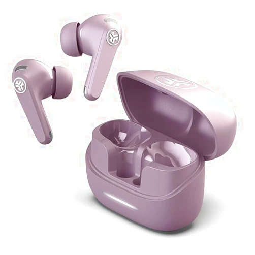 JLab JBuds Pods ANC True Wireless Bluetooth Earbuds, Hybrid Active Noise Canceling, 56+ Hours Playtime, Clear calls, Custom Sound via App, Wireless Charging, Bluetooth Multipoint, Be Aware Mode, Mauve