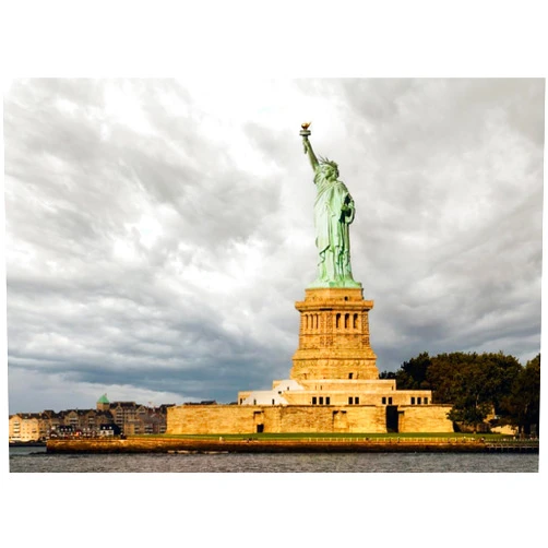 Handmade Statue of Liberty Through Storm Wall Art - NYC Symbolic Landmark Photo Print - Inspirational American Iconic Wall Art for Home or Office