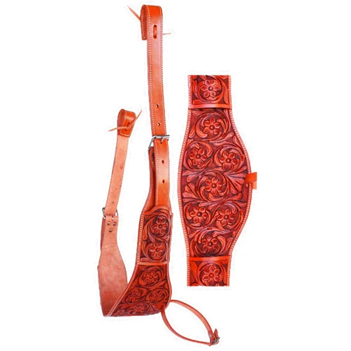 CHALLENGER Horse Western Floral Tooled Leather Rear Flank Saddle Cinch w/Billets 9772FL