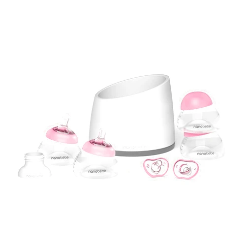 NANOBÉBÉ Nanobebe Baby Bottles Starter Set - Pink/Grey
