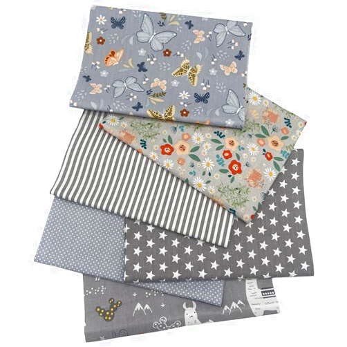 Jukway 6Pcs Cotton Fabric Squares 20x20 Inch (50x50cm) Pre-Cut Quilt Squares Sheets Patterns Craft Cotton Fabric Bundle for Sewing Quilting Patchwork Crafting Home Décor Handwork (Grey)