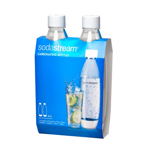sodastream 1 L Slim White Carbonating Bottle Twin Pack