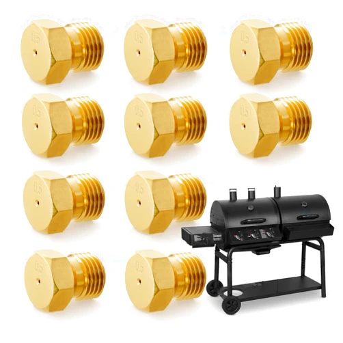 HYQO 10Pcs Brass Jet Nozzle Propane Orifice Kit - Gas Stove Burner Jet Set Kitchen Stove High Pressure Nozzle Jet Conversion Gas Nozzle Jet for Propane to Lp Gas - Grill Replacement Propane Nozzle Orifice