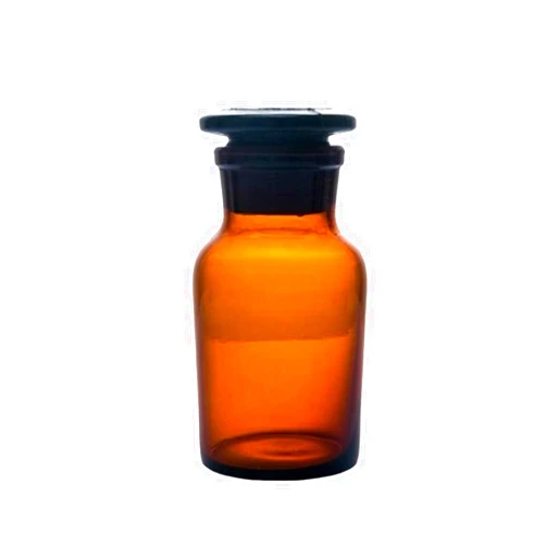 Deschem 125ml Lab Amber Glass Reagent Bottle,Wide Mouth,Brown Flask With Ground Stopper