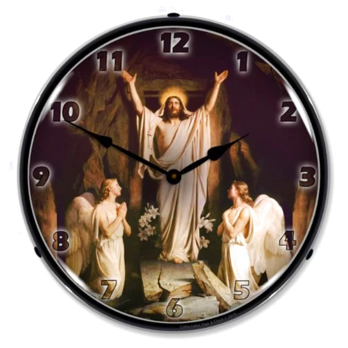 Collectable Sign and Clock Jesus The Resurrection LED Wall Clock, Retro/Vintage, Lighted, 14 inch