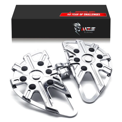 MZS Motorcycle Foot Pegs, Touring Front Floorboards Cruiser Rear Footboards Skeleton Chrome Compatible with Sportster Softail Dyna V Rod Road Glide Electra Street Glide Road King Trike 84-24