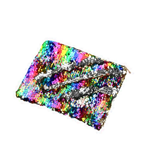 FOMIYES 2pcs Makeup Bags Cosmetic Bag Mermaid Pencil Bag Glitter Zipper Bag Sequin Pouch Gliiter Bag Double Sided Pencil Case