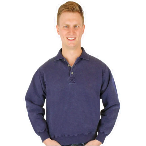 CottonMill Men's 100% Cotton Button Polo Heavyweight Sweatshirt