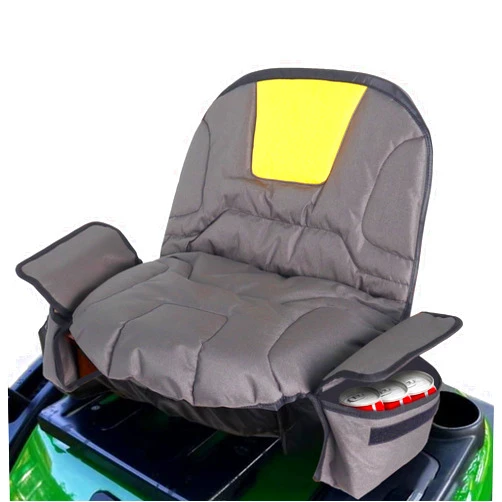 Poweka Riding Lawn Mower Seat Cover with Drink Pouch, Waterproof Tractor Seat Covers with Back Pocket Compatible with John-Deere Husq-Varna Crafts-Man Ku-bota Cub Ca-det for Lawnmowers Without Armrests