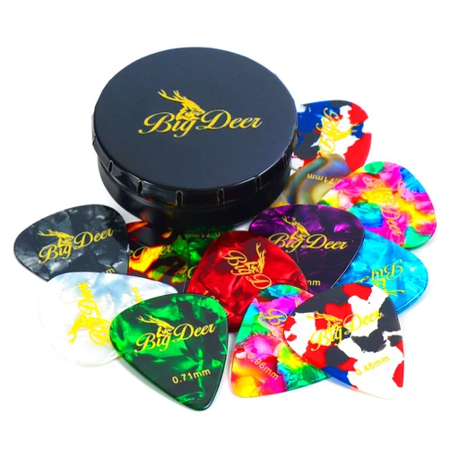 BigDeer 16 pack Celluloid Guitar Picks ，includes Thin,Medium, Heavy & Extra Heavy Picks Plectrums for Acoustic Guitar,Ukulele,Bass Wrapped in tin box