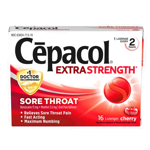 Cepacol Maximum Strength Throat Drop Lozenges, Cherry, 16 Count