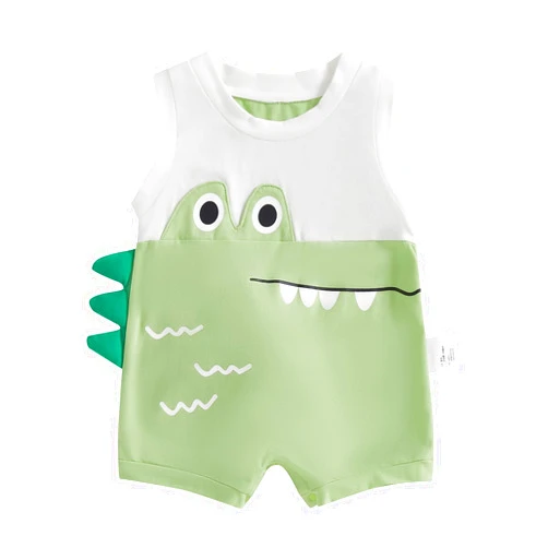 SYOKUP Infant Baby Boys Girls Outfits Sleeveless Animal Crocodile Alligator Romper Jumpsuit Overalls Summer Clothes