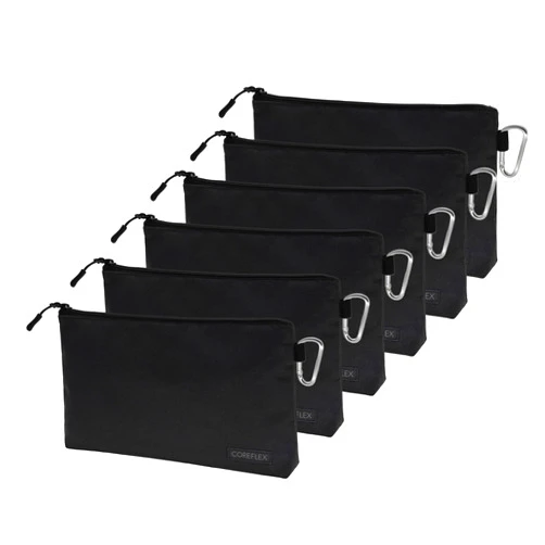 COREFLEX 6 Pack Premium Tool Pouch Zipper Bag with internal pockets, Small Tool Bag, Multipurpose Storage pouch, Heavy duty Flat Bottom Tool bag with YKK Zipper for Tools, Gadgets, Stationary.