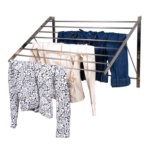 brightmaison Wall Mount Clothes Drying Rack & Laundry Room Organizer, 6.5 Yards Drying Capacity Stainless Steel Silver Laundry Rack