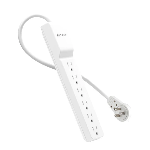 Belkin 6-Outlet SlimLine Power Strip Surge Protector, 6ft Cord and Rotating Plug, 700 Joules, White