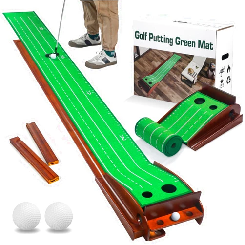 GreenHaven Golf Putting Green Putting Mat for Indoors Crystal Velvet Mat with Auto Ball Return Portable Golf Practice Training Aids for Home Office Backyard Golf Gift for Men Golfers