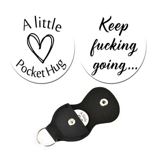 ShiQiao Spl Keep Fucking Going Pocket Hug Token Keychain for Women Men Sister Brother Birthday Christmas Gifts for Friends Daughter Son Inspirational Gifts Self Encouragement Key Chains with PU Pouch