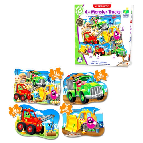 The Learning Journey Learning Journey International LLC My First 4-in-A-Box Puzzle – Monster Truck – Educational Toddler Toys & Gifts for Boys & Girls Ages 2 and Up, Multi