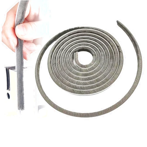 Soezy 16 Ft (5m) 196 Inch Sliding sash Windows Doors Tape Pile Draught excluder Brush Seal Strip weatherstrip 5mm x 6mm (3/16 1/4 Inch, Gray)