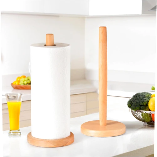 Vethwal Wooden Paper Towel Holder Countertop,Bigger Size Solid Wood Paper Towel Dispenser Stand,Standing Paper Towel Organizer,Roll Dispenser with Anti-Skid Base for Kitchen, Living Room,Bathroom