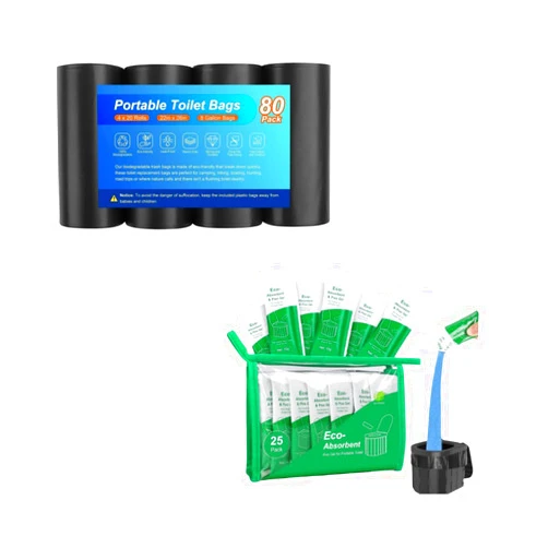 Siewl 80 Portable Toilet Bags, Camping Toilet Bags, Biodegradable Porta Potty Bags,Siewl 25Pack Portable Toilet Absorbent Gel Powder, Poo Gel for Camping Toilet Powder,