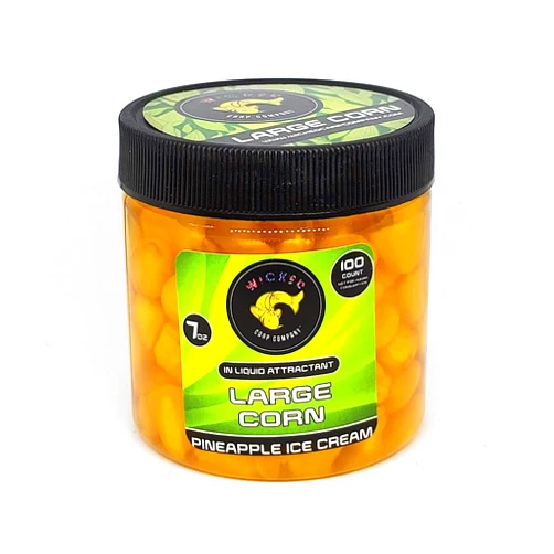 Wicked Carp Company Pineapple Ice Cream Flavor Large Cooked Corn in Liquid Attractant/PVA Friendly