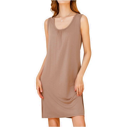 Aprsfn Cotton Nightgowns for Women Sleeveless Sleepwear Wide Strap Sleep Shirt Pleated Scoop Neck Nightshirt