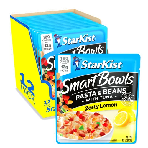 StarKist Smart Bowls Zesty Lemon, 4.5 oz Pouch (Pack of 12) – Features Pasta & Beans with Wild Caught Light Tuna