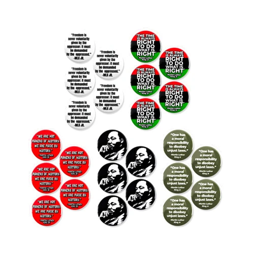 WACKYBUTTONS.COM YOUR SOURCE FOR QUALITY BUTTONS Dr. Martin Luther King Jr. Day Pinback Buttons – MLK Tribute Badges for Schools, Events & Community Gatherings – Celebrating His Legacy – Ideal for Memorials & Tributes – 2.25 Inch (25-Pack)