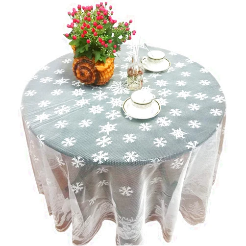 CHQIFE Christmas Tablecloth Lace Snowflake Elk Xmas Holy White Table Cover for Christmas Party Decor (Snow&Elk-70