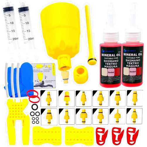 CYCOBYCO Brake Bleed Kit for Shimano,TEKTRO,MAGURA Universal MTB Hydraulic Disc Brakes, Including High Performance Bicycle Mineral Brake Fluid (120ml).