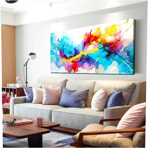 LAOTOART Abstract Canvas Wall-Art for Living Room - Colorful Wall Art Bedroom Office Artwork Wall Decor Ready to Hang Size 24