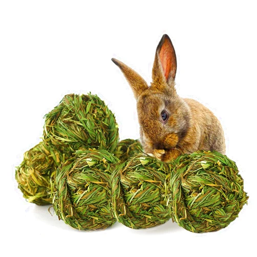 PINVNBY 6 Pack Rabbit Chew Grass Balls,Bunny Natural Timothy Woven Grass Ball Teeth Grinding Activity Play for Hamster,Chinchillas,Gerbils,Guinea Pigs and Other Small Animal