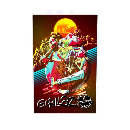 ZCGYYDS Gorillaz Band Poster 12x18Inches Unframed Canvas Wall Art Room Aesthetic Decor Print Picture Paintings Vintage Style Poster, Brown