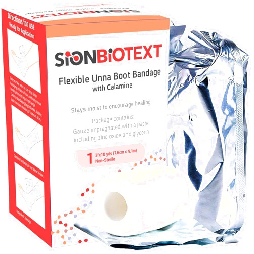 SION BIOTEXT Unna Boot with Zinc and Calamine - Flexible Compression Bandage Moist Healing Environment Comfort Wrap Bandage Medical Dressing 3 Inches X 30 Foot Roll