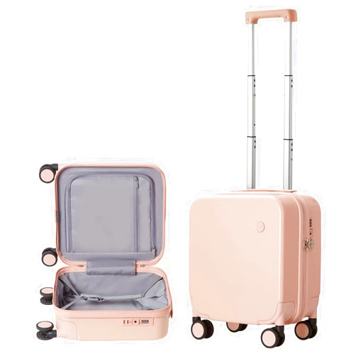 Hanke 14 Inch Underseat Luggage Personal Item Carry on Suitcase, Mixi Spinner Wheels Pink Hardshell Lightweight Rolling Suitcases PC with Cover & TSA Lock for Short Travel