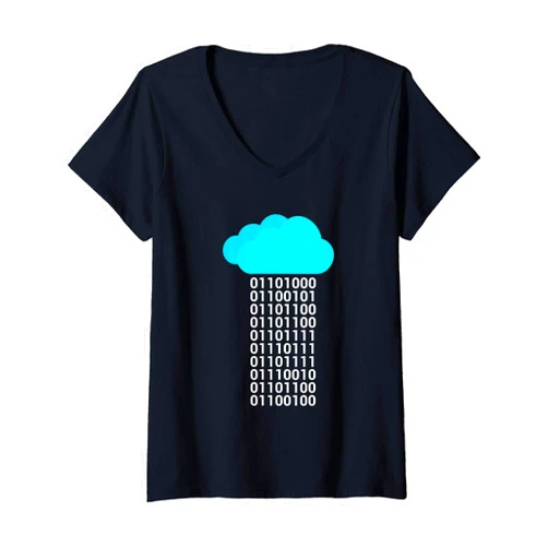Programmer Coding And Hacker Tees Womens Programmer Cloud Big Data Developer Nerd Binary V-Neck T-Shirt