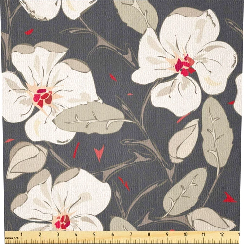 Ambesonne Floral Fabric by The Yard, Poppy Flowers Vintage with Abstract Floral Arrangement Nature Blossom, Stretch Knit Fabric for Clothing Sewing and Arts Crafts, 1 Yard, Charcoal Grey
