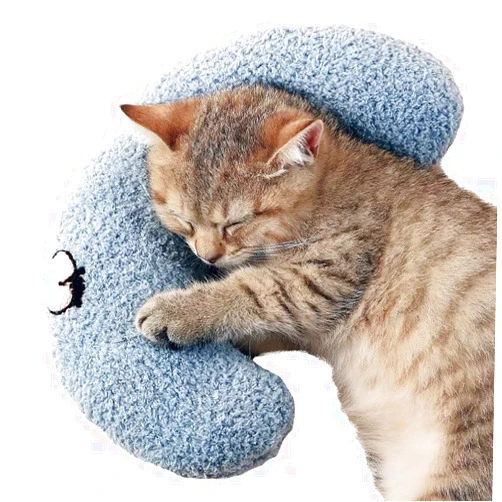 Les Arbres Fair Little Pillow for Cats, Ultra Soft Fluffy Pet Calming Toy Half Donut Cuddler for Joint Relief Sleeping Improve Machine Washable